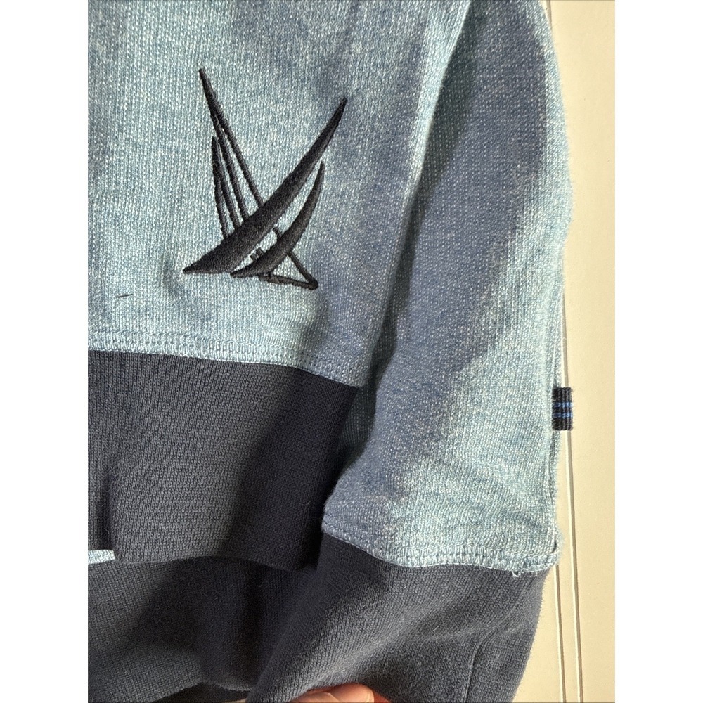 New Mens Nautica Blue Sail Logo Print Blue French‎ Terry Sweatshirt Pullover L - Picture 3 of 6